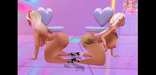  Two bimbo whores Bridgette and Queen Bimbo fuck each other with dildo